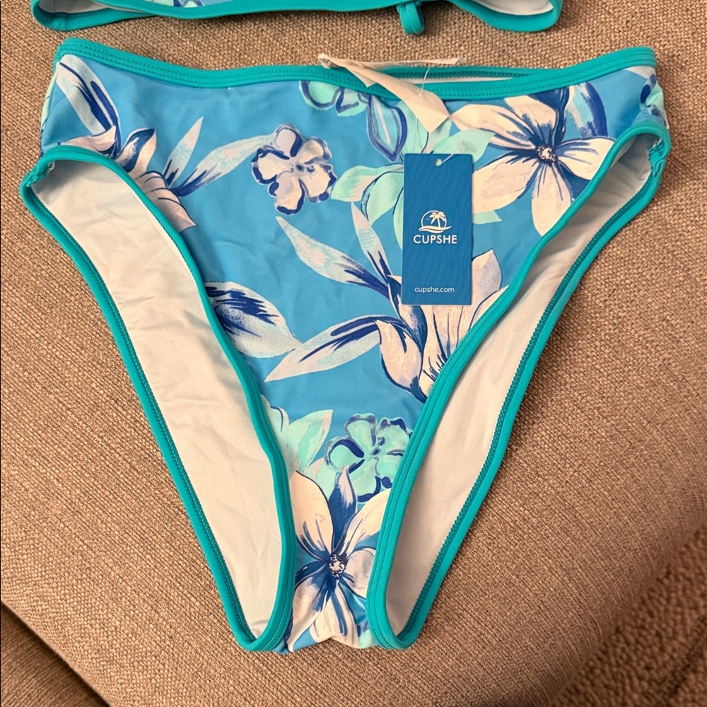 Cupshe Blue Floral Bikini Bottom sz S